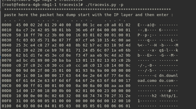 tracevis paste packet