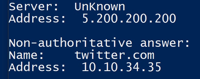 dns nslookup twitter