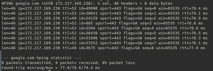 linux ping tcp hping3 google