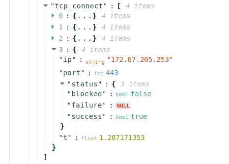 OONI result data tcp connect